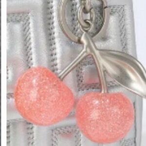 NWT/NIP Pink and Silver Cherry Keychain / Bag Charm